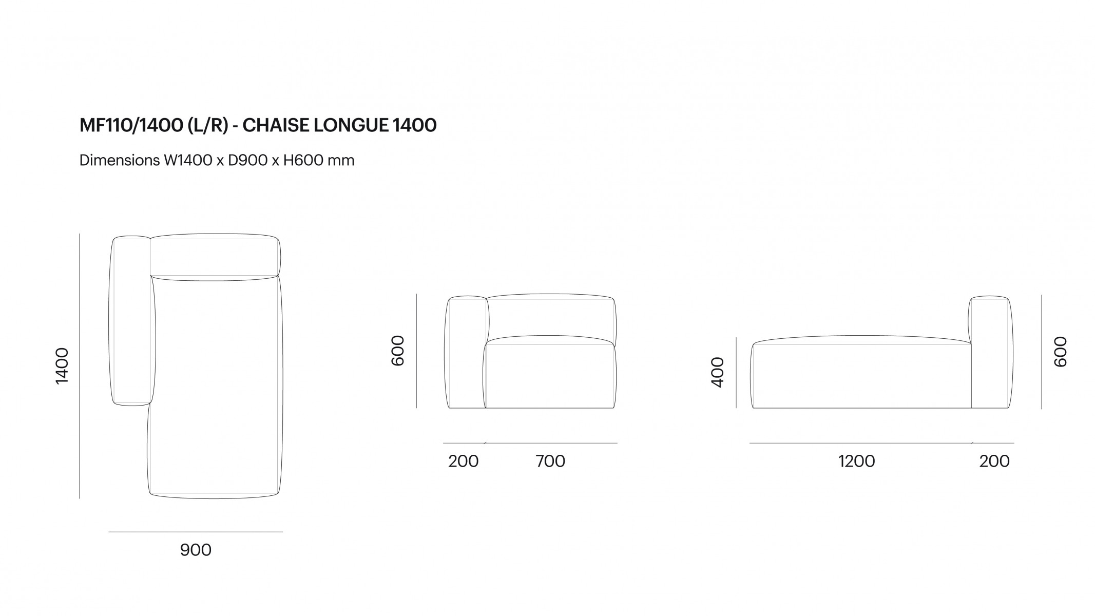 MF110/1400 (L/R) - CHAISE LONGUE 1400