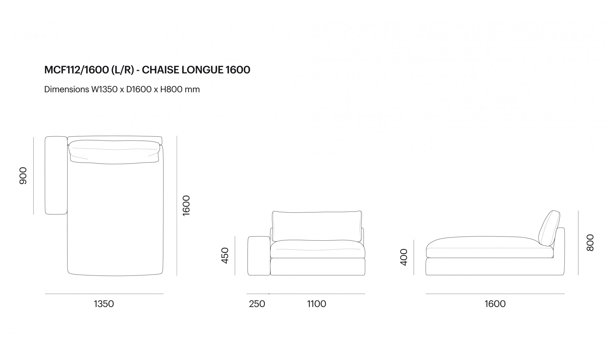 MCF112/1600 (L/R) - CHAISE LONGUE 1600
