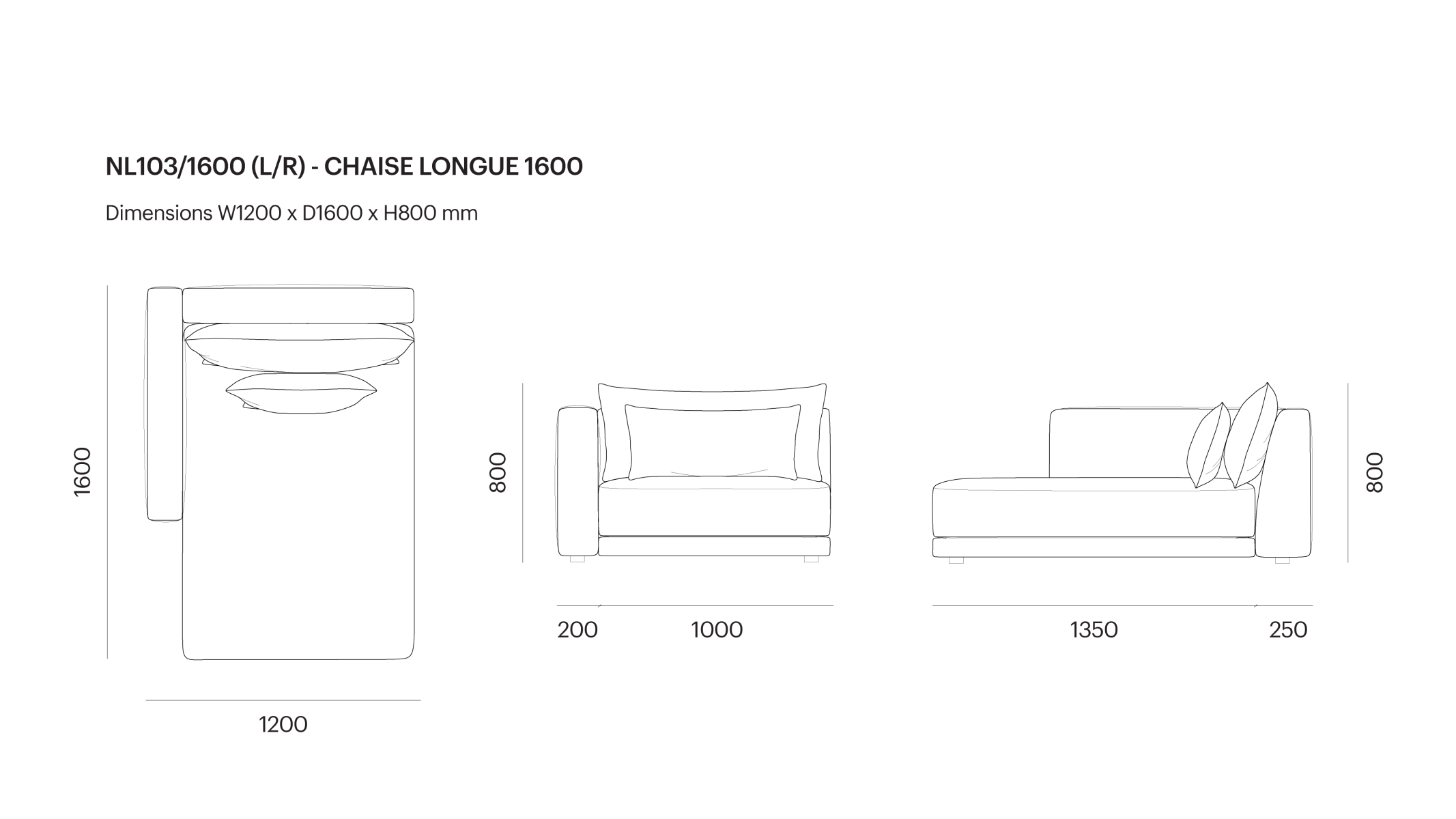 NL103/1600 (L/R) - CHAISE LONGUE 1600