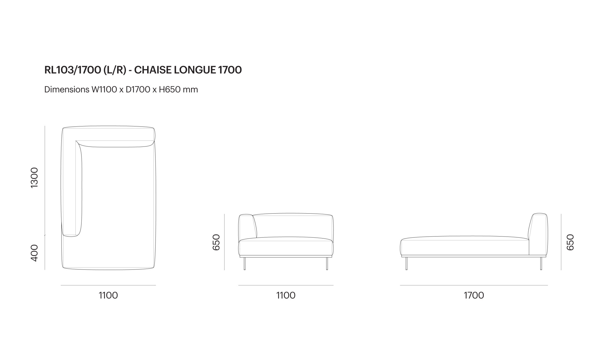 RL103/1700 (L/R) - CHAISE LONGUE 1700